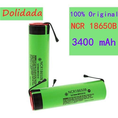 100% original NCR18650B 3.7V 3400mAh 18650 rechargeable lithium battery for 18650 battery + DIY nickel piece
