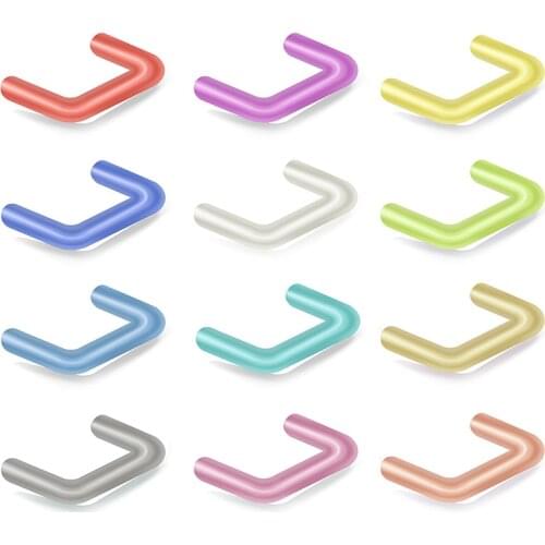 12pcs U Shaped Nose Ring Acrylic Nostril Studs Screws Nose Piercing Flexible Nariz for Women Not Allergic Body Jewelry 14G 16G