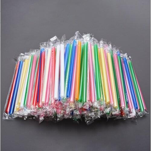 200Pcs/lots Plastic Thick Party Drinking Straws Colorful Pearl Tea Smoothie Milkshake Jumbo Drinking Straws Event Party Supplies