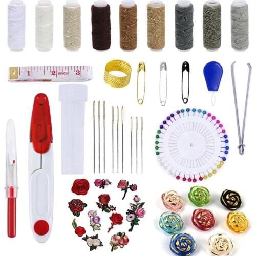 206PCS Multifunction Sewing Kit Needle Tape Scissor Threads Sewing Gifts for Home Travelling Needle Threader Sewing Supplies
