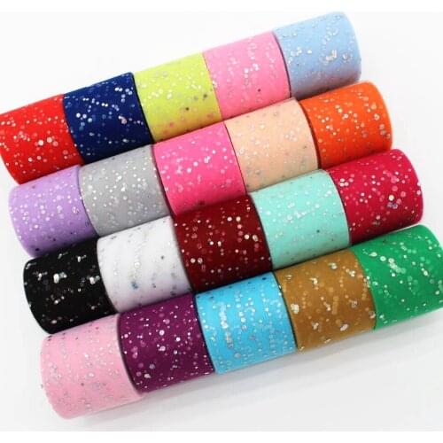 25 yards/roll 6.5cm mesh silver silk with dot sparkling DIY handmade bow pompon dress wedding Christmas decoration 65mm gauze