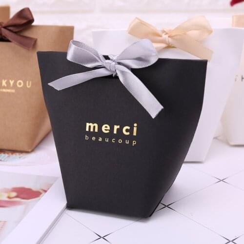 5Pcs Thank You Paper Candy Chocolate Cake Box Gift Bag Wedding Favor Party Decor