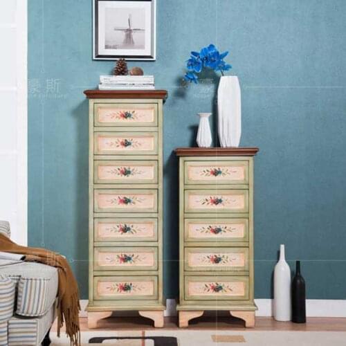 American Country Five Drawers Seven Drawers Corner Cabinet Antique Distressed Furniture Bedroom Bedside Cabinets Lockers