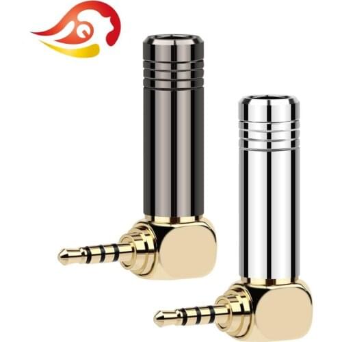QYFANG 2.5mm Audio Jack 4 Poles Earphone Right Angle Bend Plug Metal Adapter Bright Aluminum Shell HiFi Headphone Wire Connector