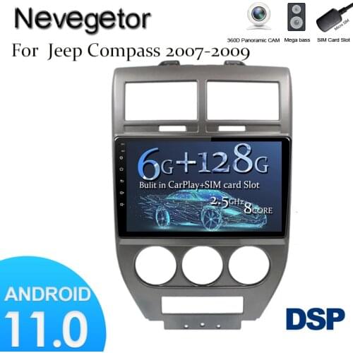 For Jeep Compass MK 2006-2010 DSP Smart Car Radio Multimedia Video Player Navigation IPS GPS Tracker Support 4G+WiFi DVR DAB OBD