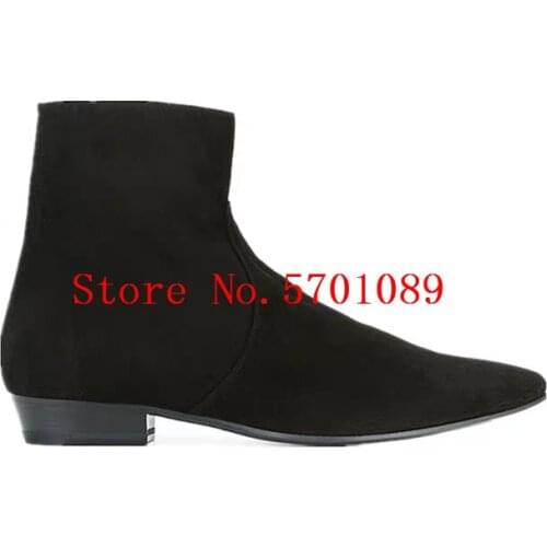 Chelsea Boots Man Genuine Leather Martin Ankle Boots Fashion Kanye West Western Cowboy Side Zip New Shoes 37-47