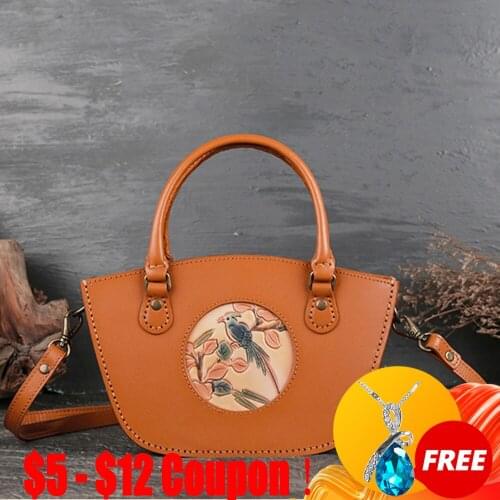 CGA 2021 New Bags Handbags For Women Luxury Designer Genuine Leather Vintage Advanced Hand Carved Cowhide Shoulder Bag Bolsos