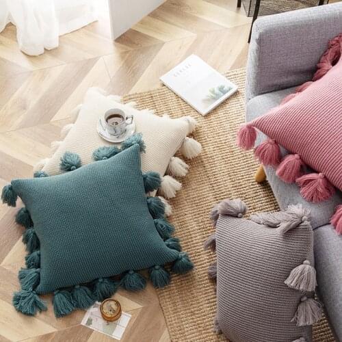 Boho Decorative Pillow Tassel Square Cushion For Sofa Bedding Car Cushion Home Decor Handmade Back Cushion Filling Square Pillow