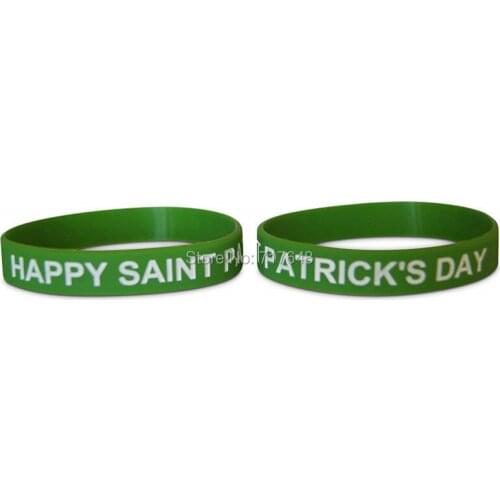 100pcs Happy Saint Patricks Day wristband silicone bracelets free shipping by ePacket A