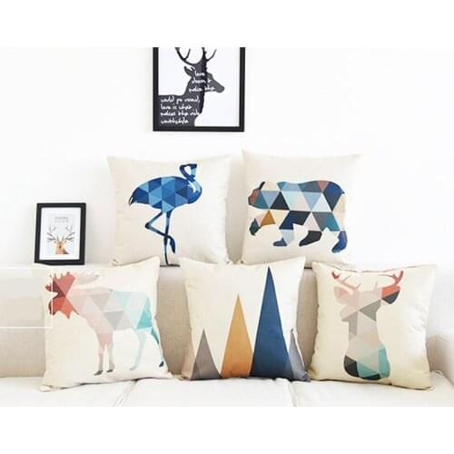 Home Decor Geometric animals Pillow Case Cushion Cover Throw pillow Decorative Sofa Living Room cotton linen pillowcase 45x45