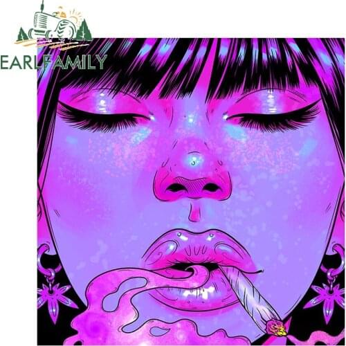 EARLFAMILY 13cm x 12.7cm for Pink Girl Auto Bumper Motocycle Helmet Stickers Vinyl Car Wrap Anime Waterproof Windshield Decal