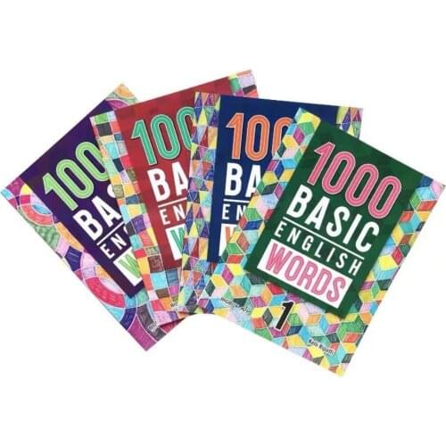 4 Books/Set 1000 Basic English Words Level 1-4 Primary School Common English Words Dictionary Book