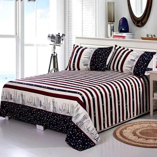3 Pcs Bed Set 1 Pc Bed Sheet + 2 Pillowcase Floral Print Flat Sheet For Children Adults Single Double Bed Cotton Flat Bedsheets