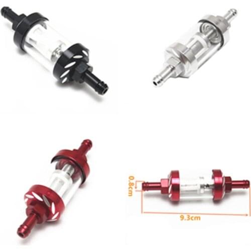 Red /black/silvwe 5/16" 8mm Inline Gas Fuel Petrol Filter For Honda Kawasaki Suzuki Yamaha V Star 650 250 Vmax 1200