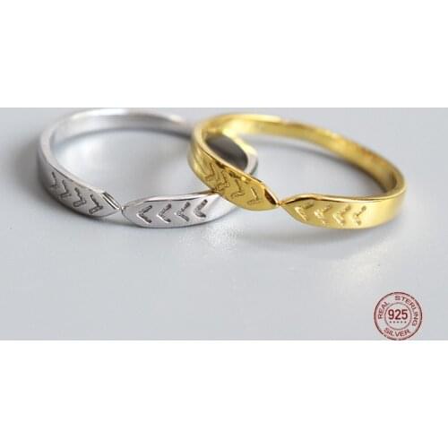 LKO New Arrive Simplicity Creative Fashion Arrow 925 Sterling Silver Jewelry Personality Women Opening Rings Adjustable