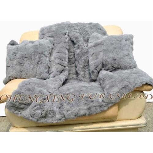 CX-D-30 200X150cm Custom Made Patchwork Rabbit Fur Blanket ~ New Style