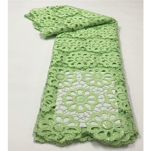 Nigerian Lace Fabrics 2020 High Quality Guipure Cord Lace Fabric African Lace Fabric For Wedding Lemon Green run20-89