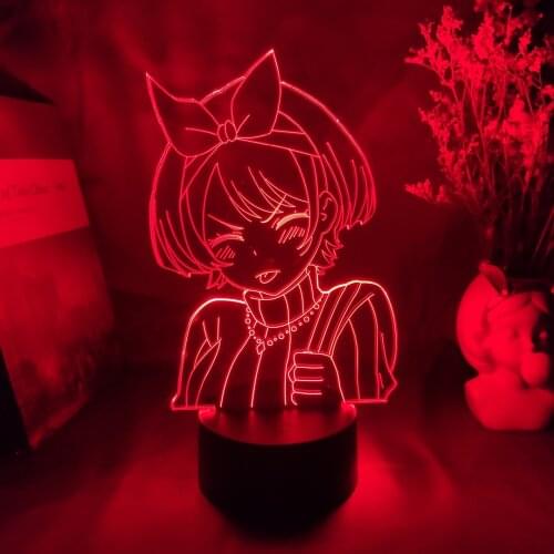 Kawaii Anime Rent a Girlfriend Sarashina Ruka Night Light for Kids Bedroom Decor Birthday Gift Manga Kanojo Okarishimasu 3D Lamp