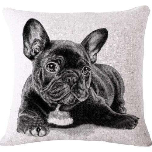 New Nordic Style Houseware Home Decor Cojine Boston Terrier Printed Sofa Pillow Throw Linen Cotton Pillow Cushion Almofadas