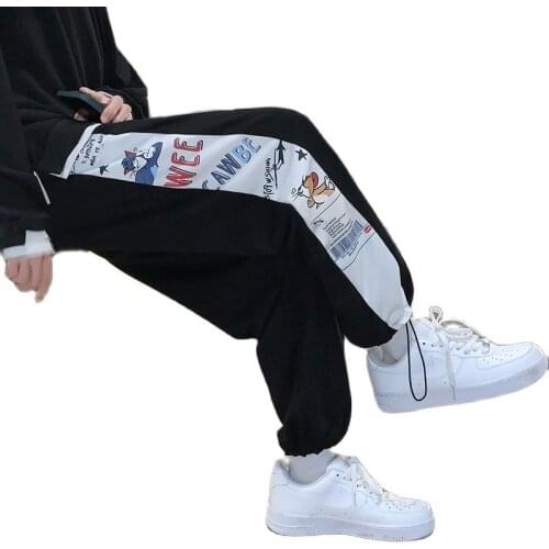 2021 new mens sportswear pants loose print drawstring pants
