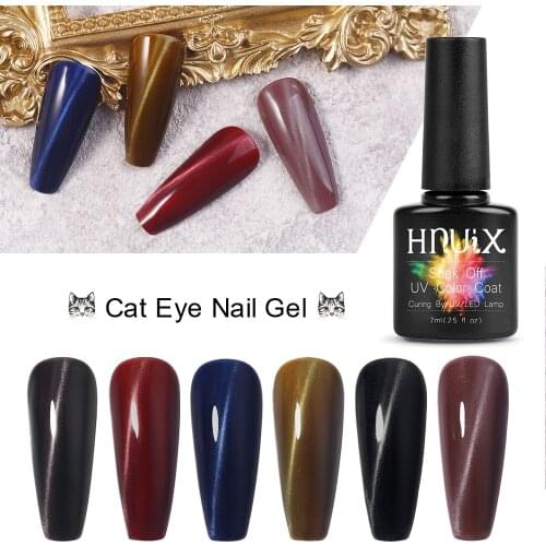 HNUIX - Semi-Permanent Gel Nail Polish Cat Eye Series Manicure Design Nail Art Hybrid Need Magnetic Stick 7ML