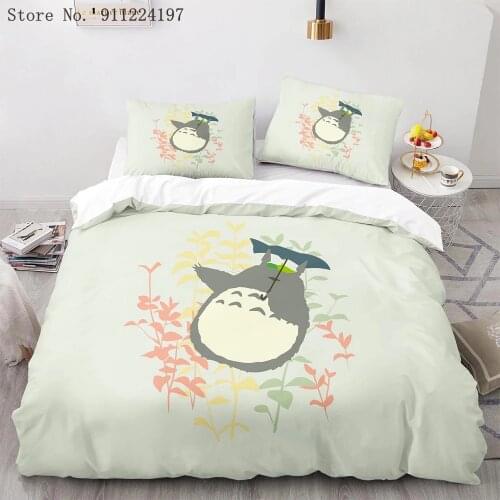 Cartoon Anime Bedding Sets My Neighbor Totoro Duvet Cover Boys Girls Bed Set Luxury Quilt Comforter Cover 2/3 Pcs Bedclothes