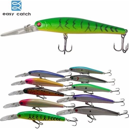 Easy Catch 10pcs 12.5cm 13.4g Lifelike Minnow Fishing Wobblers 3D Eyes Floating Hard Plastic Artificial Swimbait Lure Set