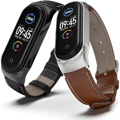 Genuine Leather Strap for Amazfit Band 5 Replacement Wristband for Xiaomi Mi Band 5 6 Replacement Correa Bracelet