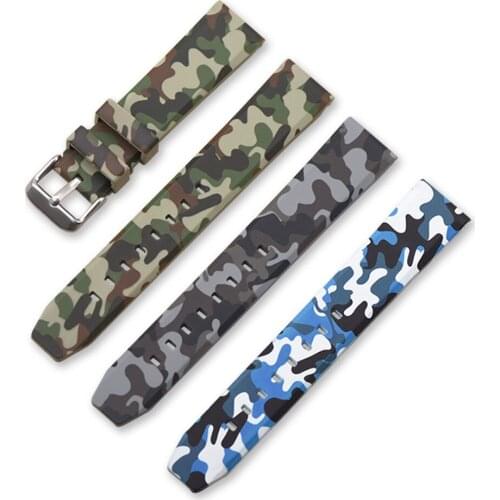 20mm 22mm 24mm Universal Replacement Camouflage Silicone Watch Strap Outdoor Sports Personalized Camouflage Watchband