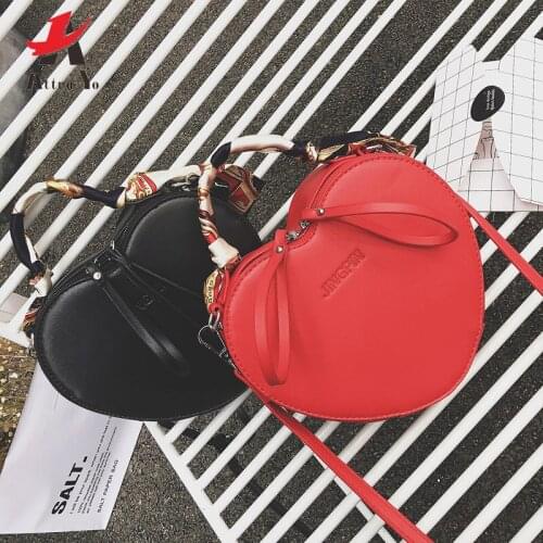 Attra-Yo Heart Shape Fashion Women Bag Girl Bags For Women 2020 PU Leather Shoulder Bag Crossbody Bags For Women Ribbon Handbag