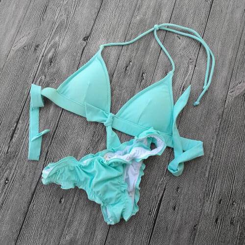 Triangle Bikini Woman Sexy Sky Blue Swimwear Bikinis Swimsuit Swimming Suit Girl Bathing Suit Mix top or Cheeky Bottom