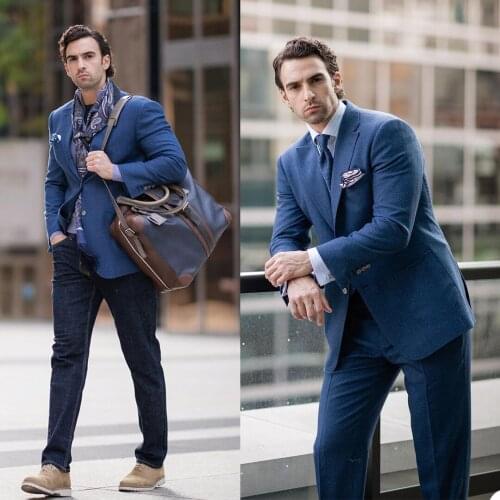 High Quality Men Tuxedos Notched Lapel Pocket Blazer Custom Made Two Buttons Smart Casual Jacket 1 Piece