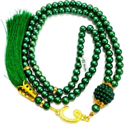 Pearl Rosary Green Color rosary is the most beautiful and original accessory very special gift muslim islam worship