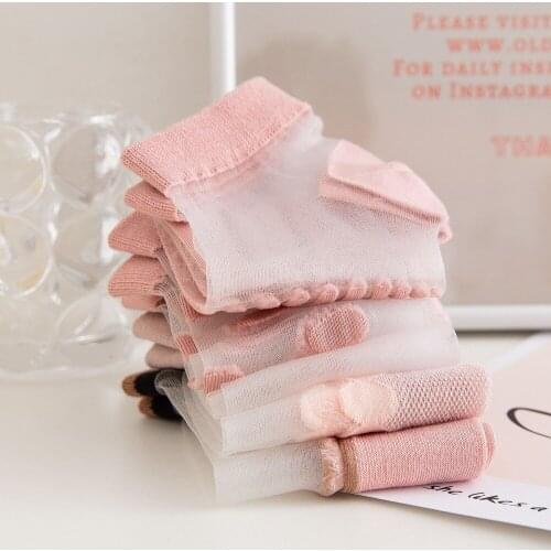 Womens Summer Card Silk Cool And Breathable Pink Girls Latest Japanese Spring And Summer Womens Boat Socks Silky Thin Socks S