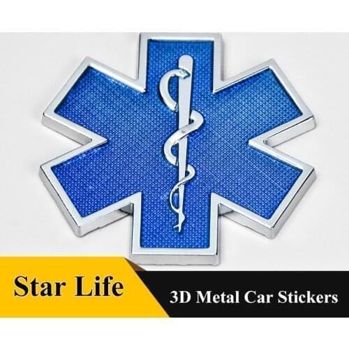 Star of Life Car Metal Badge Emblem Grill Auto Motor Blue Sticker Trunk Fender Automobile for AUDI BMW Mercedes VW Accessories