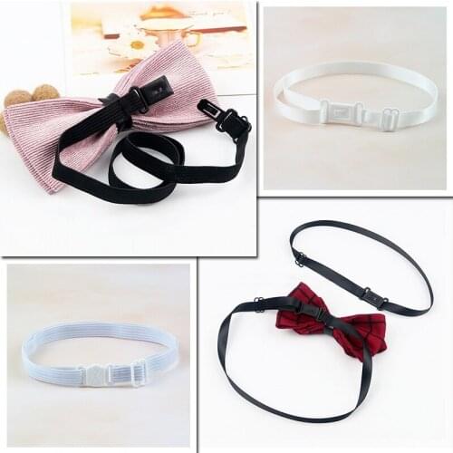 1PC Men Women Kids DIY Accessories Bow Tie Adjustable Polyester Belt With Clip Bowtie Black White Elastic Strap Extender Bands