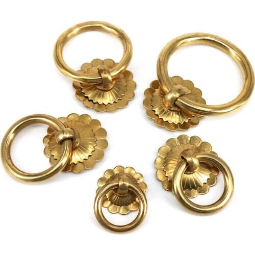 1PC Circle Door Handles Pulls Cabinet Drawer Knobs Brass Furniture Hardware