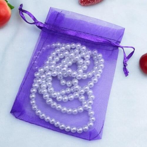 100pcs/lot Deep Purple Organza Bags Jewelry Pouches 20x30cm Drawstring Gift Bag Wedding Decoration Candy Jewelry Packaging Bags