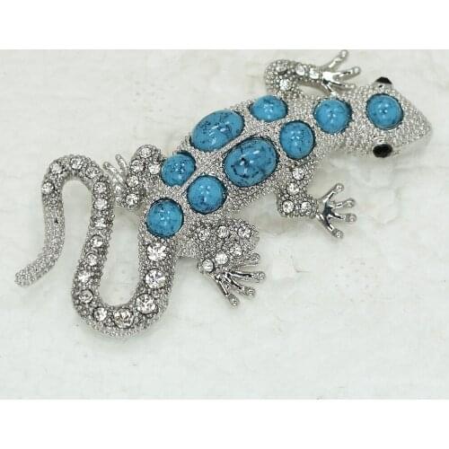 12pcs/lot Wholesale Brooch Rhinestone Gecko Pin brooches Mens Woman Accessories C101616