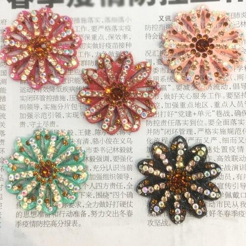 15pcs Bling 3D Handmade Rhinestone Flower Bead Patch Accessories Hair Band Accessory Party Gift Hair Cloth Patch
