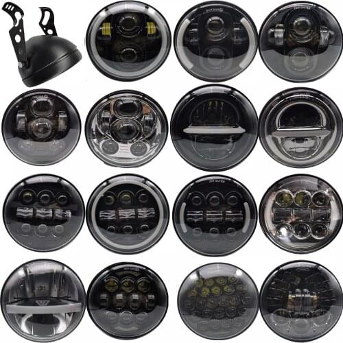 5.75" 5 3/4 Black LED Motorcycle Headlight Projector Halo LED Headlight for Harley Sportster Dyna Iron 883 XL1200L Custom XL883