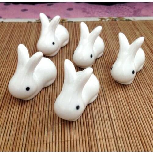 5pcs/set Ceramics Crafts Display Pen Holder Shelf Rack Tablware Home Decor Rabbit Chopstick Support Chopstick Rest Rack