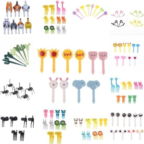 6-18pcs Mini Cartoon Food Picks Children Snack Cake Dessert Food Fruit Forks Lunch Bento Accessories Party Decor