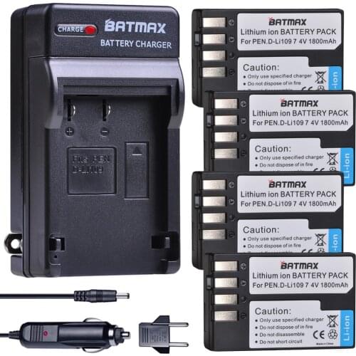 Batmax D- Li109 D li109 Battery akku +Digital Charger For Pentax K-R K-2 KR K2 KR K30 K50 K-30 K-50 K500 K-500