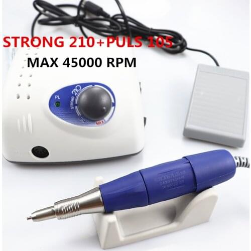 45K New Arrival STRONG 210 plus PRO 105 105L Handpiece 65W 45000rpm Nail Drills Manicure Machine Pedicure Electric File Bits