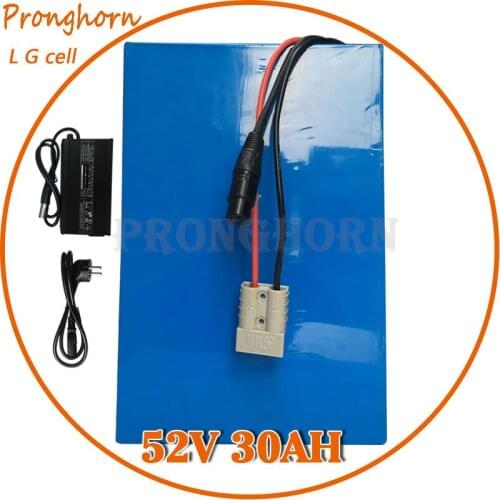 Free Customs Fee 2000W 52V 30AH Electric Bicycle Lithium Battery Pack for LG Cell 52V 30AH E-Bike Battery with 50A BMS+5A Charge