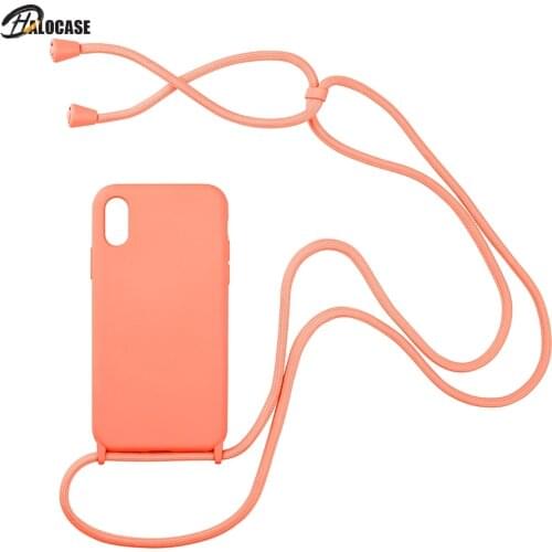 Funda de teléfono con collar cruzado para iPhone, funda de silicona con cordón para iPhone 11 pro XS max Xr 6s 7 8 PLUS