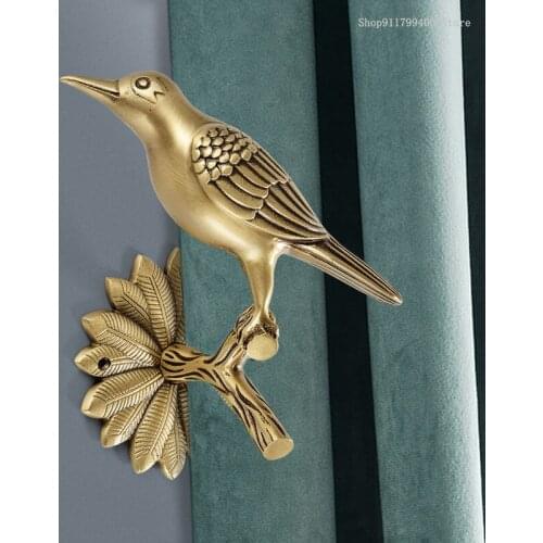 Bird decorative curtain stop hook European American light luxury living room balcony curtain buckle Accessories Brass