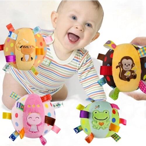 Baby Ball Baby Toys 0-12 Months Animal Soft Stuffed Plush Ball Mobile Toys Sound Rattle Toys Newborn Educational Toys