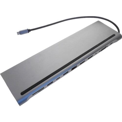 12 in 1 Docking Station Type-C Connector 4K Dual Hdmi Pd RJ45 Gigabit Lan for Laptop 12-in-1 USB C hub